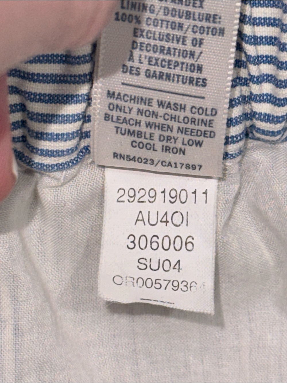Vintage Old Navy Blue White Striped Seersucker Strapless Tube Dress Size 2 - Picture 4 of 4